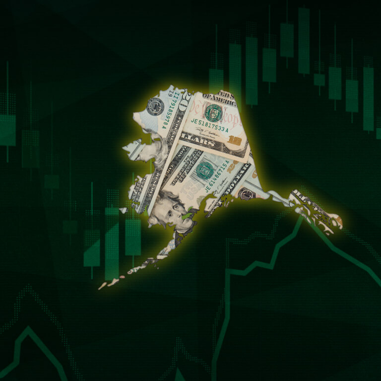 State of Alaska with money overlay
