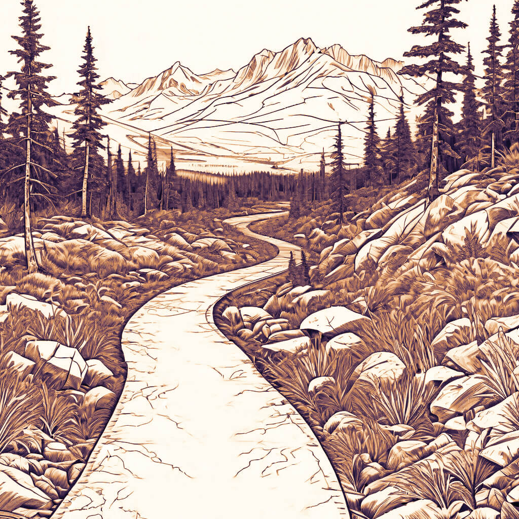 illustration of a trail in Alaska